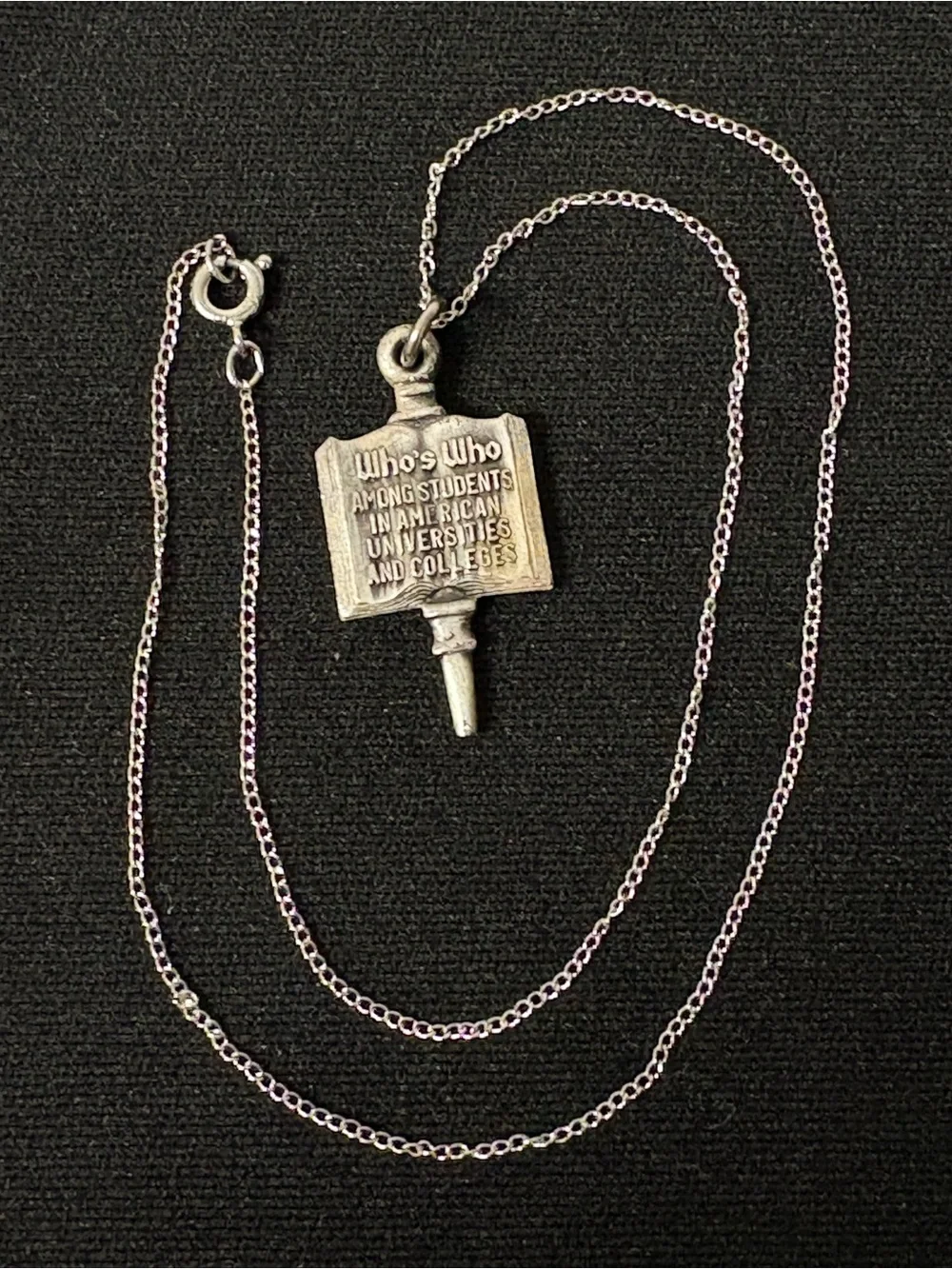 Vintage 1978-1979 925 Sterling Silver Who’s Who Student Honor Key Necklace